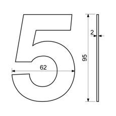 RN.95L.5.CE číslica "5" 95mm čierna Čierna