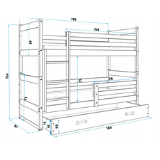 Interbeds Rico poschodová posteľ 200cm x 90cm borovicové drevo bielo-zelená