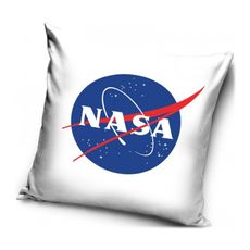 Vankúš NASA s logom Americkej vládnej agentúry pre pre letectvo a kozmonautiku - biely - 40 x 40 cm