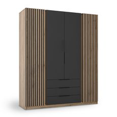 Šatníková skriňa Kaja 2LAM 2F 3S 200x239x62 - dub/čierna