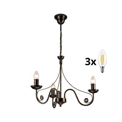 Brilagi - LED Luster na reťazi STEFANO 3xE14/40W/230V čierna patiny