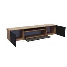 Závesný televízny stolík RTV Leo Dub artisan-čierna 200 cm
