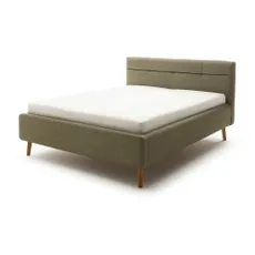 Zelená čalúnená dvojlôžková posteľ s úložným priestorom s roštom 160x200 cm Lotte - Meise Möbel