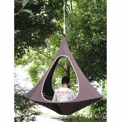 Závesné hojdacie kreslo, sivohnedá TAUPE, KLORIN NEW TYP 2 BIG SIZE CACOON HAMMOCK