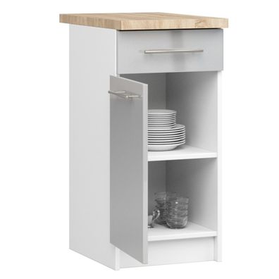 Kuchynská skrinka OLIVIA S40 1D1S - biela/sivá lesk