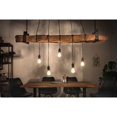 Estila Industriálna závesná lampa Barracuda z masívneho dreva a kovu 152cm
