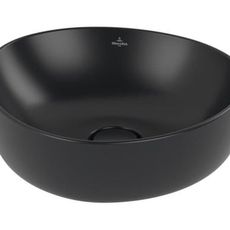 Villeroy & Boch Antao umyvadlo na desku 40x39,5 cm, bez přepadu, Ceramic Plus, Pure Black, 4A7240R7