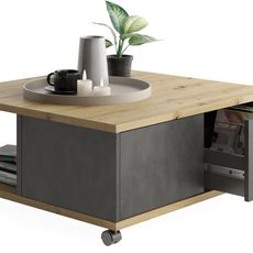 Konferenčný stolík so zásuvkami Twin, dub artisan/vintage optika kovu