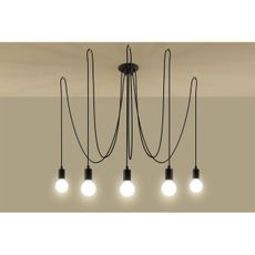 Sollux SL.0371 - Luster na lanku EDISON 5 5xE27/60W/230V pavúk čierna