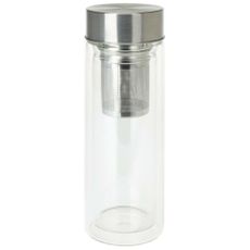 Sklenená fľaša na pitie s dvojitou stenou a filtrom, 300 ml
