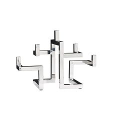 Estila Dizajnový art deco kovový strieborný svietnik Flames s piatimi držiakmi na sviečky 51 cm