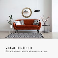 Casa Chic Cheyne Nástenné zrkadlo s dreveným rámom okrúhle Ø 60 cm mozaikový dizajn