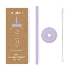 Silikónová slamka s čistiacou kefkou/s viečkom Pastel Lilac – Muuki