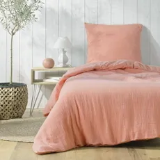 Ružové mušelínové obliečky na jednolôžko 140x200 cm Angelia – douceur d'intérieur