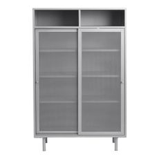 Sivá kovová skrinka s posuvnými dverami 90x140x40 cm Veep – Unique Furniture