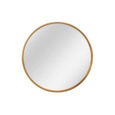 Estila Art deco okrúhle nástenné zrkadlo Auri so zlatým kovovým rámom a zadnou výstužou z dyhovaného dreva 58 cm