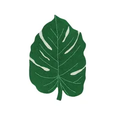 Tmavozelený prateľný ručne tkaný bavlnený detský koberec 120x180 cm Monstera Leaf – Lorena Canals