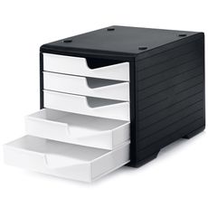 Triediaci box, 5 zásuviek, čierna/biela