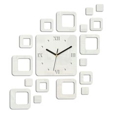 ModernClock 3D nalepovacie hodiny Roman Quadrat biele
