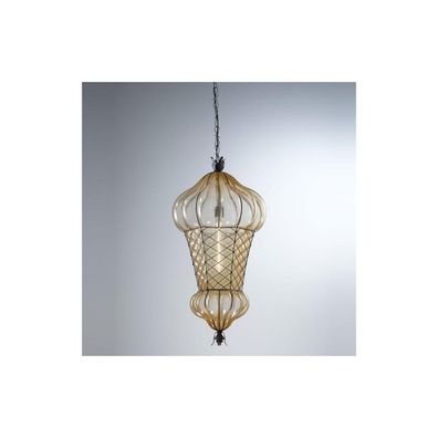 SIRU - Luster na reťazi BABÀ 1xE27/60W/230V pr. 30 cm béžová/hnedá benátske sklo