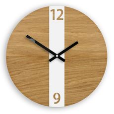 ModernClock Nástenné hodiny Oak Belt hnedo-biele