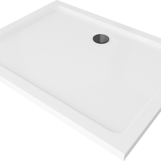 Sprchová vanička MEXEN FLAT s čiernym sifónom 100 x 70 cm biela