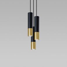 Sollux SL.0955 - Luster na lanku LOOPEZ 3xGU10/10W/230V guľatý čierna/zlatá