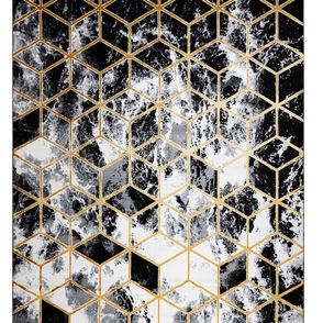 Dywany Łuszczów Kusový koberec Gloss 409A 82 3D cubes black/gold/grey - 140x190 cm