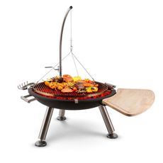 Blumfeldt Turion, závesný otočný gril, ohnisko, O 80 cm, BBQ, lanový pohon, nehrdzavejúca oceľ