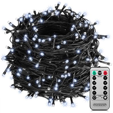Vianočné LED osvetlenie 20 m s diaľkovým ovládaním | studená biela 200 LED