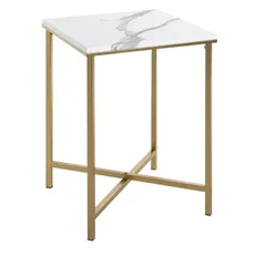 Štvorcový odkladací stolík Albufeira 39x39 cm, zlatý/mramorový%