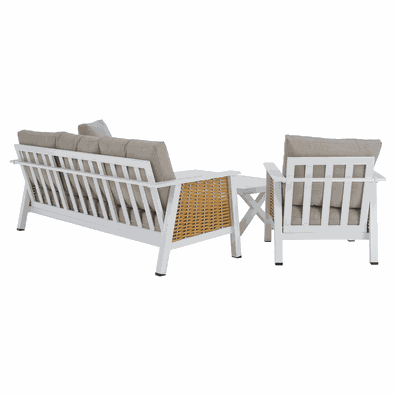 Záhradný 4-dielny set, svetlohnedá/biela/hnedá, aluminium, BABAK