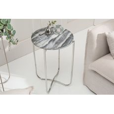 Príručný stolík Noble II 38cm mramor sivostrieborný