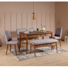 Hanah Home Jedálenský set Vina 5D orech/sivá
