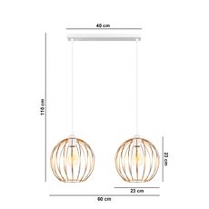 Luster na lanku MATT 2xE27/60W/230V biela/medená