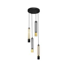 LED Luster na lanku BARS 4xGU10/4,8W/230V čierna/zlatá