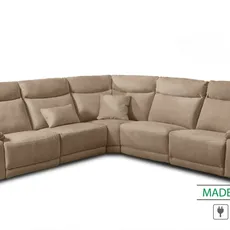 Kožená sedacia súprava CONTINENTAL rohová s funkciou relax, elektrické, cappuccino (cappuccino 313)
