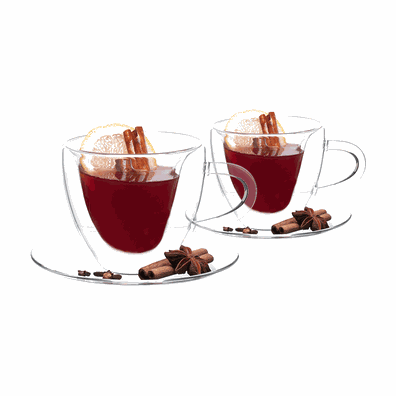Termo poháre, set 2 ks, šálka Heart s podšálkami, v tvare srdca, 150 ml, HOTCOOL TYP 5