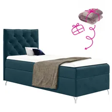Boxspringová posteľ, 90x200, tmavomodrá látka Velvet, ľavá, GULIETTE + darček