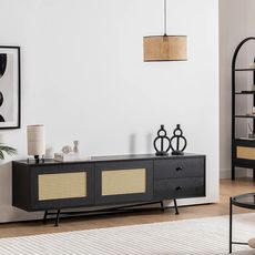Moderný televízny stolík Nala 180 cm v čiernej farbe
