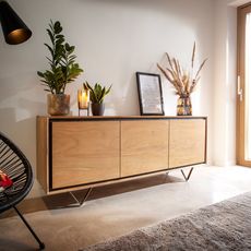Komoda Stonegrace 175 cm prírodná akácia 3 dvierka 3 priehradky