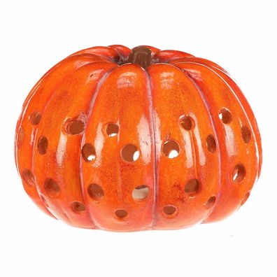 Veľká jesenná LED dekorácia Tekvica s otvormi, 33 x 33 x 21 cm, magnézium