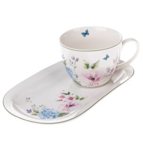 Porcelánový hrnček s podnosom Flower Garden, 445 ml