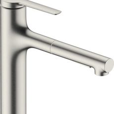 Drezová batéria Hansgrohe Zesis M33 s vyťahovacou spŕškou, 2 prúdy nerez 74823800