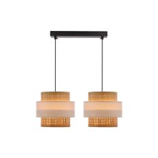 Závesné svietidlo s ratanovým tienidlom v bielo-prírodnej farbe ø 20 cm Rattan – Candellux Lighting