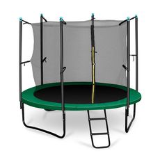 KLARFIT Rocketstart 250, 250 cm trampolína, vnútorná bezpečnostná sieť, široký rebrík, zelená