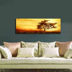 Wallity Obraz s LED osvětlením STROM V ZÁPADU SLUNCE 27 30 x 90 cm