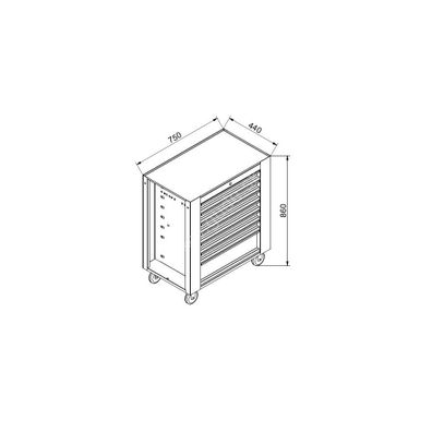 Dielenský vozík na náradie GD, 7 zásuviek, 750 x 440 x 860 mm, modrá