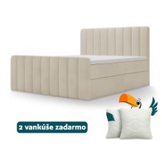 Čalúnená boxspring posteľ Magic plus 160x200 - krémová