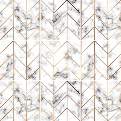 Sada 9 samolepiek na stenu Ambiance Marble and Gold Line, 20 x 20 cm